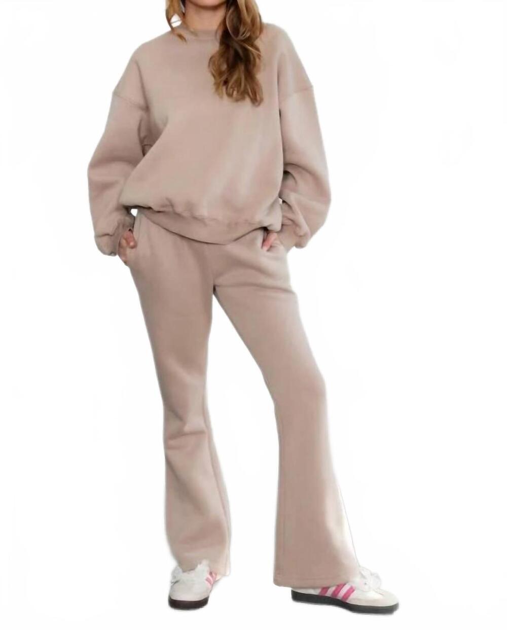 NEW TIC TOC flare leg sweatpants in taupe